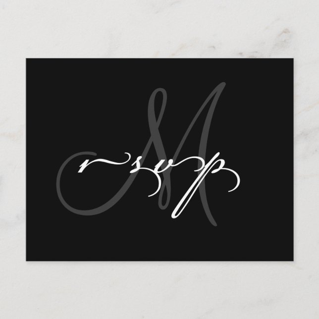 Invitación Postal Monograma RSVP de boda (Anverso)