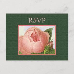 Invitación Postal personalizado RSVP de rosas rosadas botánic