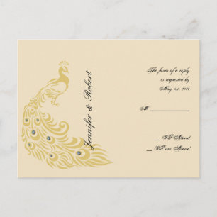 Invitación Postal RSVP Art Deco de Peacock Elegance