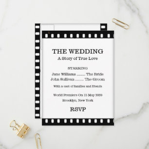 Invitación Postal RSVP Boda Con Tema De Película