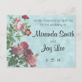 Invitación Postal RSVP | Boda de Rosa de época
