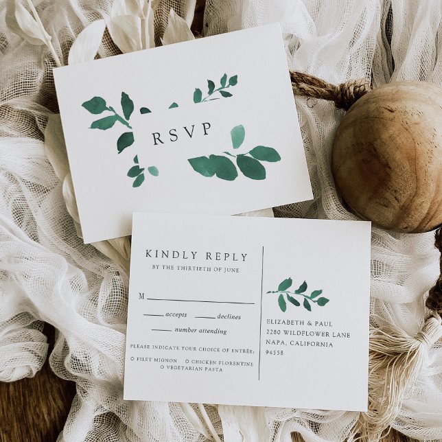 Invitación Postal RSVP Botánica presionada con elección de co (Subido por el creador)