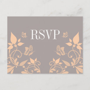 Invitación Postal RSVP con flor de mariposa de melocotón