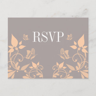 Invitación Postal RSVP con flor de mariposa de melocotón