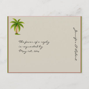 Invitación Postal RSVP de árbol de palmas tropicales