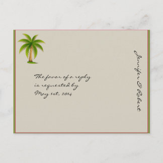 Invitación Postal RSVP de árbol de palmas tropicales