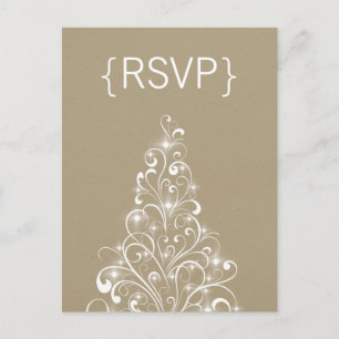 Invitación Postal RSVP de árbol de vacaciones espumoso, latte
