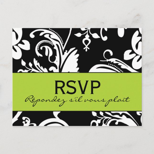 Invitación Postal RSVP de B&G Damask (Anverso)