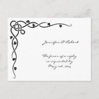 Postal RSVP de Black Celtic Knot Corner Vine