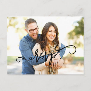 Invitación Postal RSVP de boda de guión gráfico