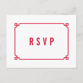 Invitación Postal RSVP de boda de Moda de Deco Rojo