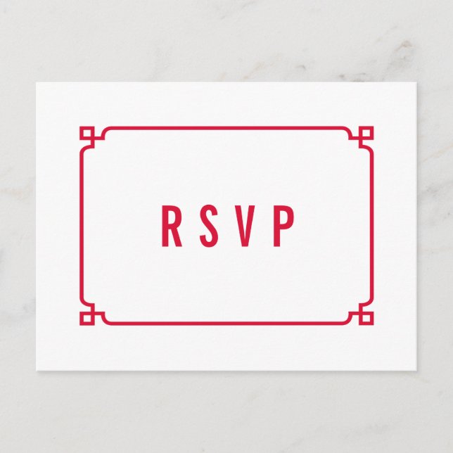 Invitación Postal RSVP de boda de Moda de Deco Rojo (Anverso)