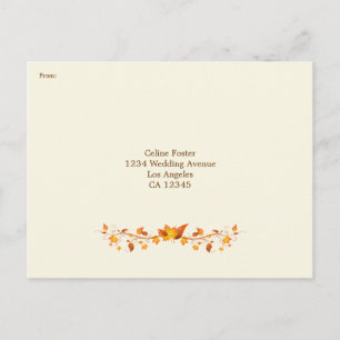 Invitación Postal RSVP de boda de otoño