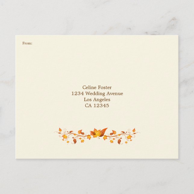 Invitación Postal RSVP de boda de otoño (Anverso)