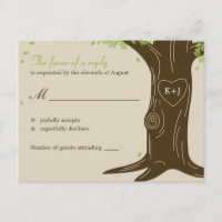 Postal RSVP de boda de roble