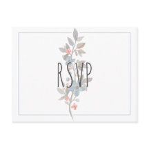 Postal RSVP de Boda Floral Azul Botánica