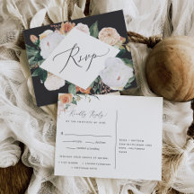 Postal RSVP de Boho Blooms con opción de comida