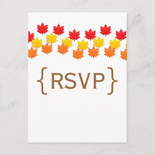 Invitación Postal RSVP de cascadas de hojas de otoño