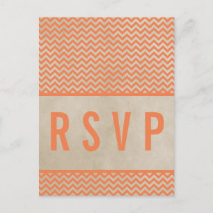 Invitación Postal RSVP de Chevron Moda naranja