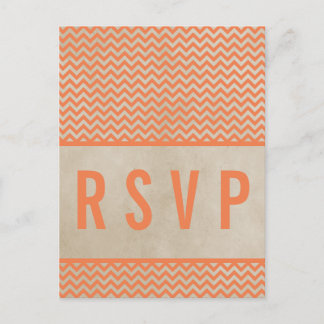 Invitación Postal RSVP de Chevron Moda naranja