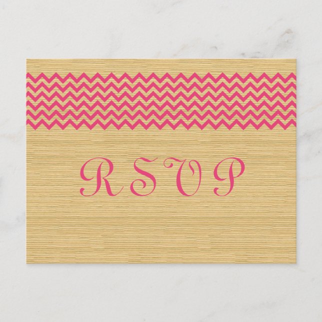 Invitación Postal RSVP de Chevron Rústico Rosa (Anverso)