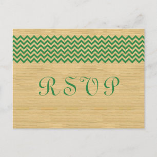 Invitación Postal RSVP de Chevron Rústico Verde