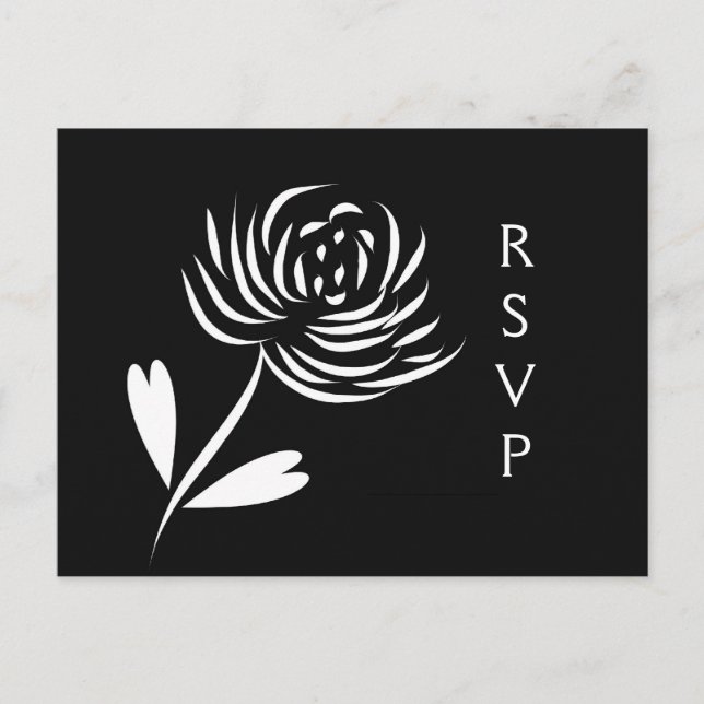 Invitación Postal RSVP de Chrysanthemum con estilo Sumi-e (Anverso)