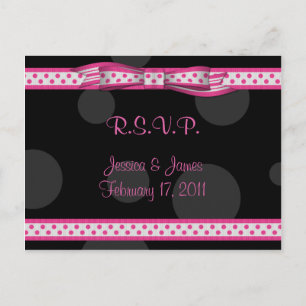 Invitación Postal RSVP de cinta de cinta de punto de polka ne