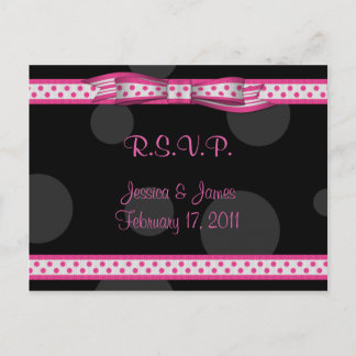 Invitación Postal RSVP de cinta de cinta de punto de polka ne