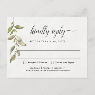Invitación Postal RSVP de color de agua verde