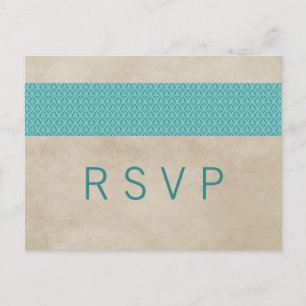 Invitación Postal RSVP de Damasco Rústico verde azulado