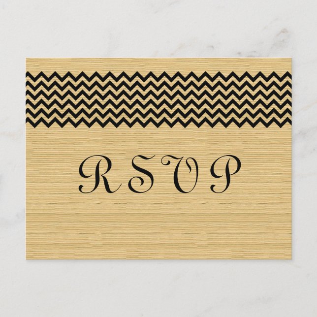 Invitación Postal RSVP de Ebony Rustic Chevron (Anverso)