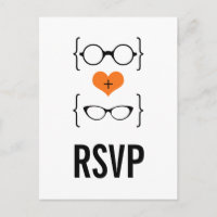 Postal RSVP de gafas geeky naranja