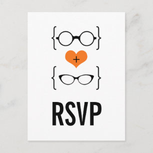 Invitación Postal RSVP de gafas geeky naranja