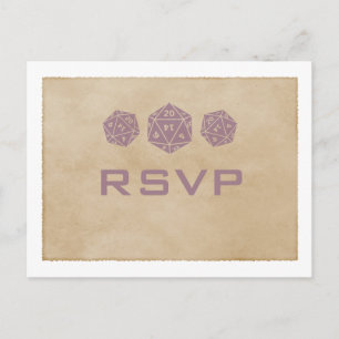 Invitación Postal RSVP de jugador de dados de purple Grunge D