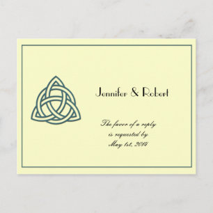 Invitación Postal RSVP de Knot Celtic verde azulada