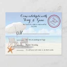 Invitación Postal RSVP de la boda de destino de Cancún