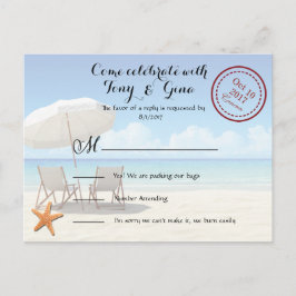 Invitación Postal RSVP de la boda de destino de Cancún