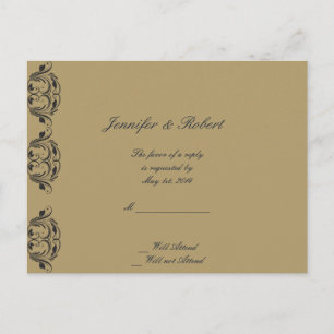 Invitación Postal RSVP de la boda de la marina y la mascarada