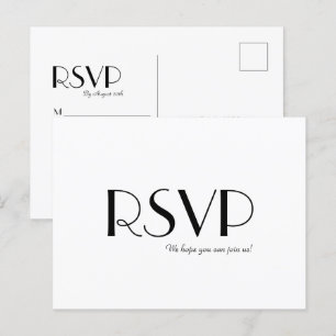 Invitación Postal RSVP de la boda minimalista de Art Deco Mod