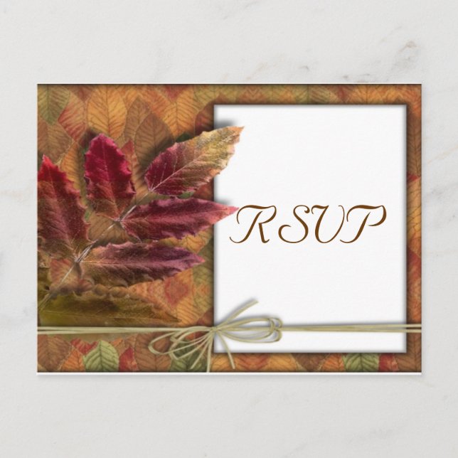 Invitación Postal RSVP de la boda otoño (Anverso)