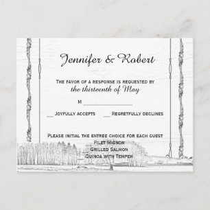 Invitación Postal RSVP de la boda rustica de invierno con mar