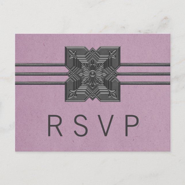 Invitación Postal RSVP de la frontera de medallón de Lilac (Anverso)