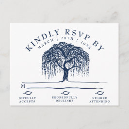 Invitación Postal RSVP de la moderna Marina de árbol salvaje 