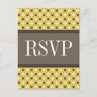 Invitación Postal RSVP de latcio de brillo amarillo