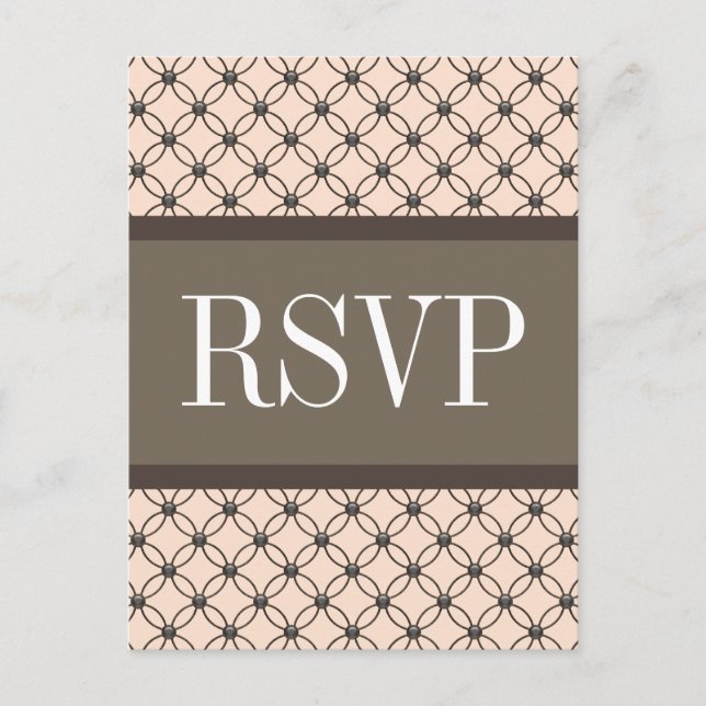 Invitación Postal RSVP de Linen Fancy Lattice (Anverso)