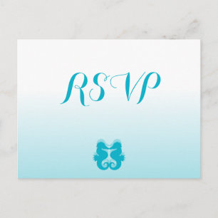 Invitación Postal RSVP de matrimonio de caballito de mar azul