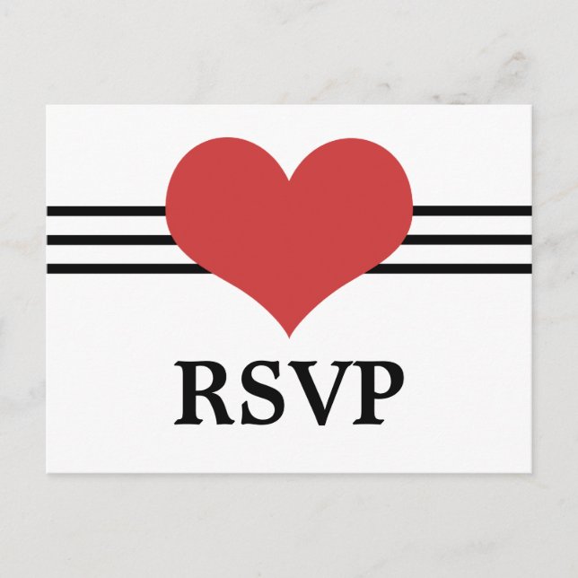 Invitación Postal RSVP de Mod Heart, rojo (Anverso)
