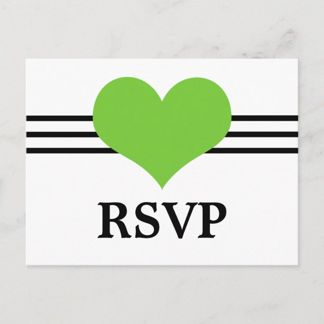 Invitación Postal RSVP de Mod Heart, verde (Anverso)