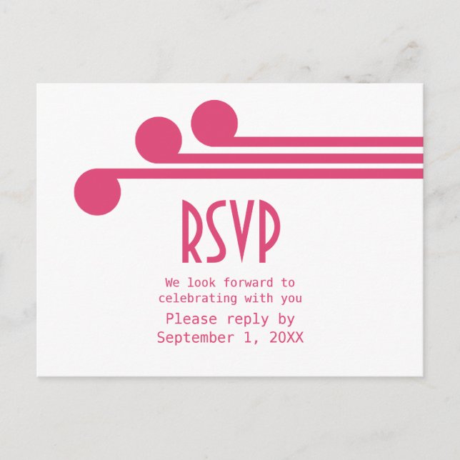 Invitación Postal RSVP de Moda de Deco simple rosa (Anverso)